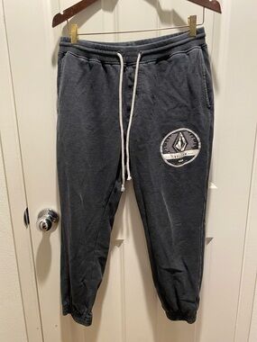 Volcom Men's Charcoal Joggers with Logo